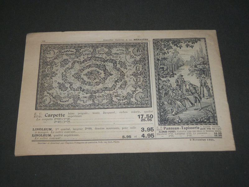 1905 NOUVELLES GALERIES MENAGERE GRANDES OCCASIONS FRENCH CATALOGUE - FR 723