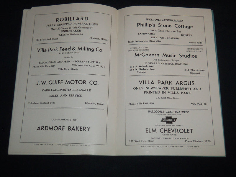 1934 VILLA PARK FALL FESTIVAL SOUVENIR PROGRAM - CHICAGO ILLINOIS - J 8622