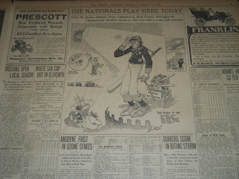 1905 APRIL 9 THE BOSTON HERALD - BOSTON CLUB OF NATIONAL LEAGUE SOLD - BH 162