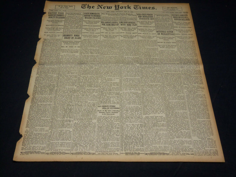 1920 MAY 8 NEW YORK TIMES - VERA CRUZ FORCES JOIN REVOLUTION - NT 8671