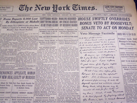 1936 JANUARY 25 NEW YORK TIMES - SCOTTSBORO NEGRO SHOT TRYING BREAK - NT 2091