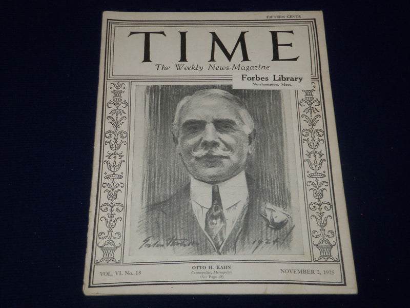 1925 NOVEMBER 2 TIME MAGAZINE - OTTO H. KAHN COVER - T 50