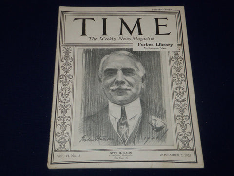 1925 NOVEMBER 2 TIME MAGAZINE - OTTO H. KAHN COVER - T 50