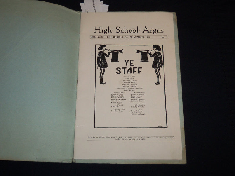 1925 ARGUS MAGAZINE - HARRISBURG HIGH SCHOOL - PENNSYLVANIA - J 8964