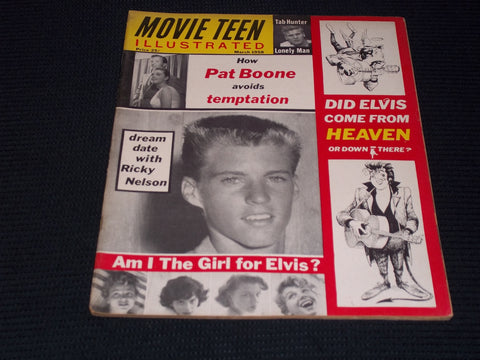 1958 MARCH MOVIE TEEN ILLUSTRATED MAGAZINE - RICKY NELSON FRONT COVER - E 13714