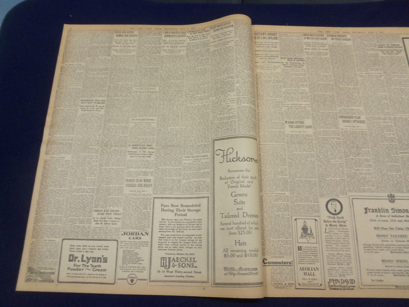 1917 MAY 3 NEW YORK TIMES - WHOLE WORLD FACES U-BOAT PERIL - NT 9132