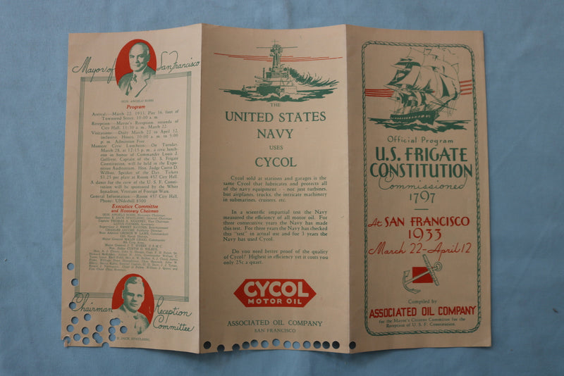 1933 U.S. FRIGATE CONSTITUTION OFFICIAL PROGRAM - K 2560