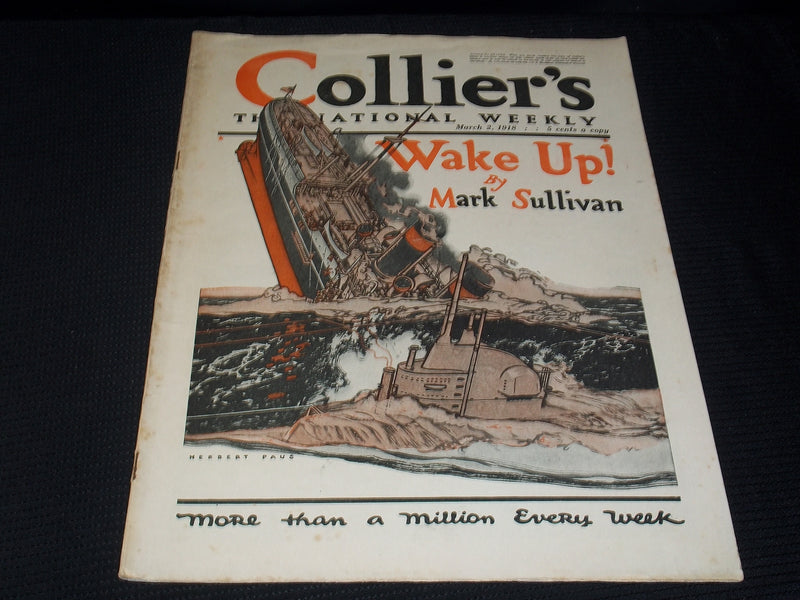 1918 MARCH 2 COLLIER'S MAGAZINE - WAKE UP FRONT COVER - E 5102