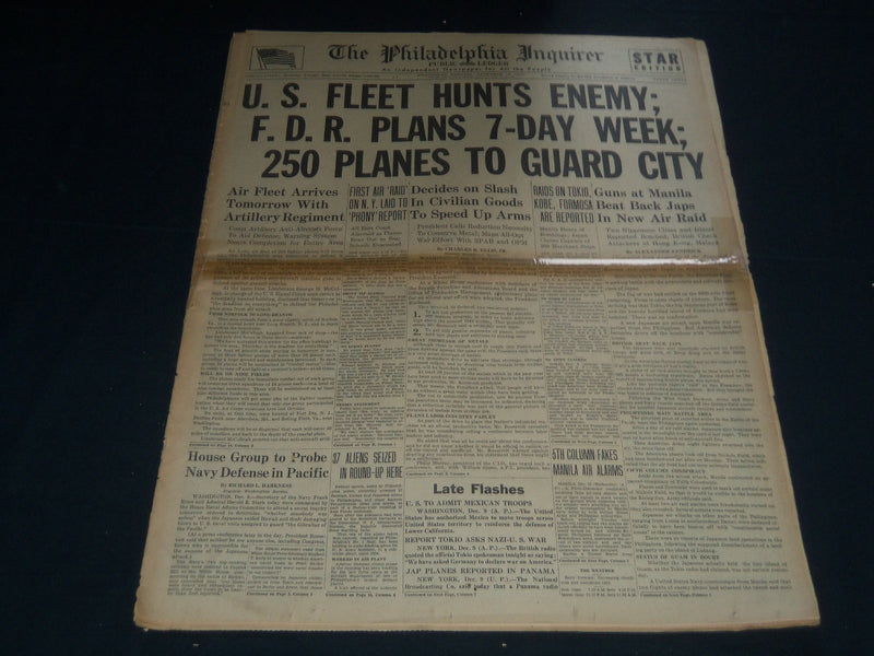 1941 DEC 10 PHILADELPHIA INQUIRER NEWSPAPER - U. S. FLEET HUNTS ENEMY - NT 7505