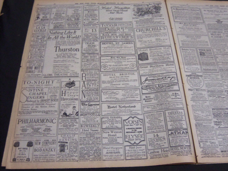 1919 SEPT 14 NY TIMES ARTICLES & DRAMA - VASTNESS OF HOOVER'S WORK - NT 7103