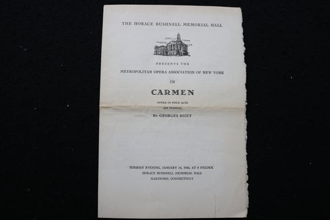 1936 JANUARY 14 CARMEN PROGRAM - HORACE BUSHNELL MEMORIAL HALL - K 1942