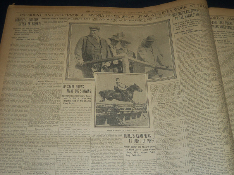 1909 SEPTEMBER 7 THE BOSTON HERALD - PEARY WIRES WORD HE HAS FOUND POLE - BH 204