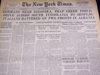 1941 APRIL 9 NEW YORK TIMES - GERMAN'S NEAR SALONIKA TRAP GREEK FORCE - NT 1394
