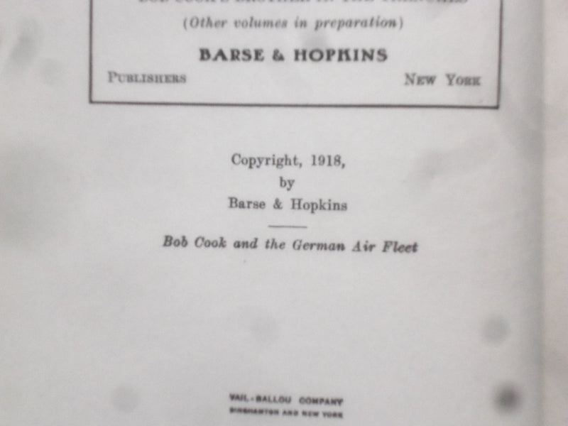 1918 BOB COOK AND THE GERMAN AIR FLEET HARDCOVER BOOK BY PAUL TOMLINSON- KD 8469