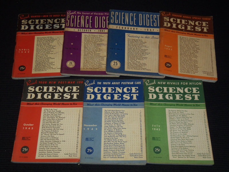 1937-1945 SCIENCE DIGEST MAGAZINE LOT OF 7 ISSUES - WR 55G