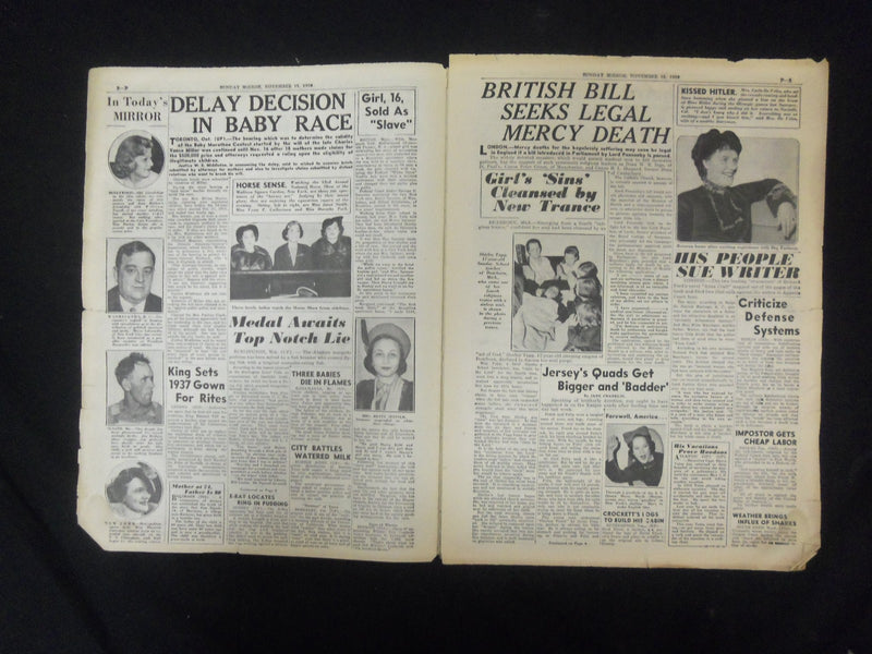 1936 NOV 15 NEW YORK SUNDAY MIRROR-SOLVE STORK DERBY TANGLE NOVEMBER 16- NP 2327