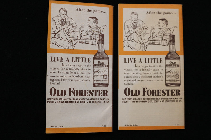 1956 FOOTBALL SCHEDULE - EARLY TIMES BOURBON - LOT OF 2 - K 2842