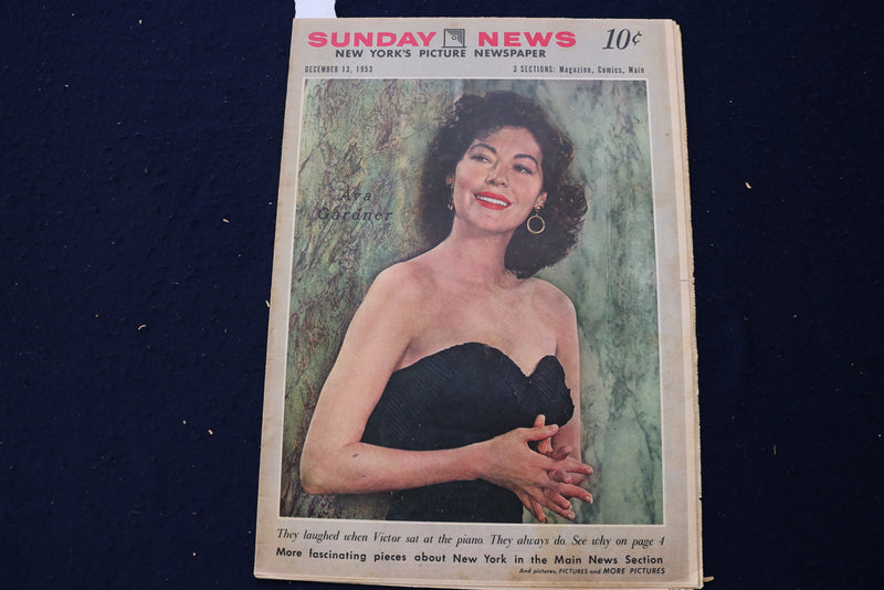 1953 DEC 13 SUNDAY NEWS PICTURE NEWSPAPER - AVA GARDNER - VICTOR BORGE - E 22783
