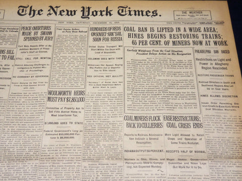 1919 DECEMBER 13 NEW YORK TIMES - WOOLWORTH HEIRS MUST PAY $7,850,000 - NT 7954