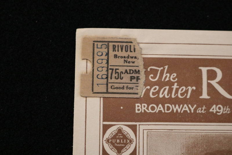 1926 JUNE 13 THE THEATER RIVOLI PROGRAM & TICKET STUBS- ARLETTE MARCHAL - K 1914