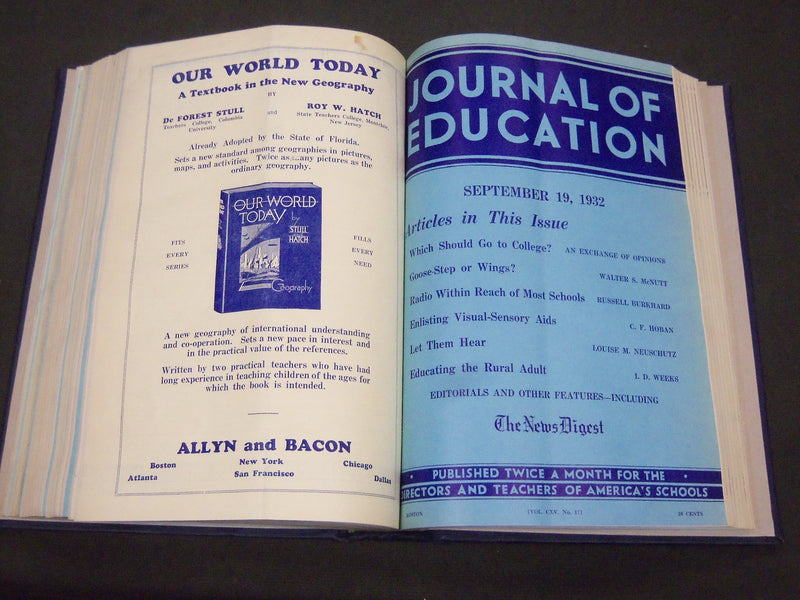 1932 JANUARY-DECEMBER JOURNAL OF EDUCATION BOUND VOLUME - R 885