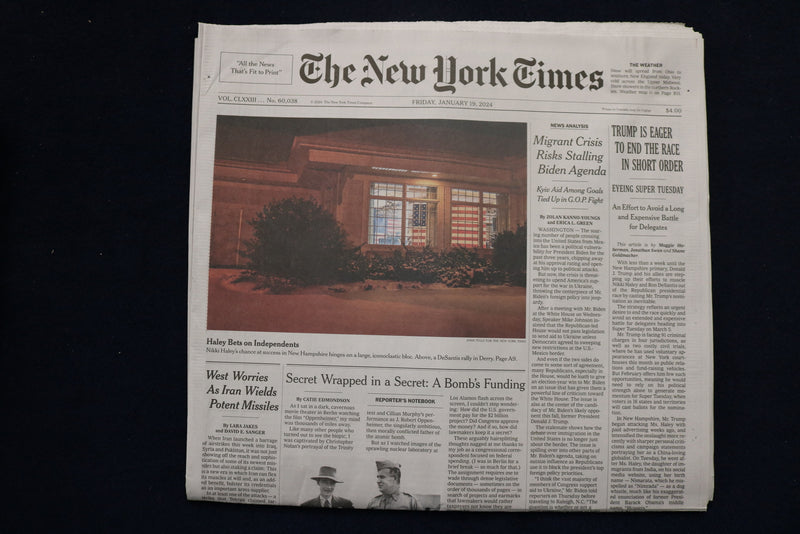 2024 JANUARY 19 NEW YORK TIMES - TRUMP IS EAGER TO END THE RACE IN SHORT ORDER