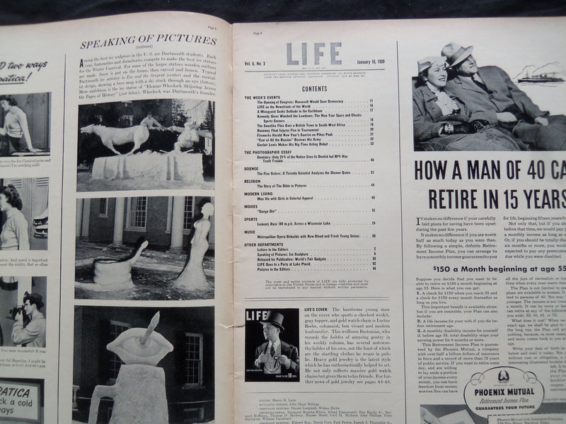 1939 JANUARY 16 LIFE MAGAZINE - LUCIUS BEEBE SETS A STYLE - L 113