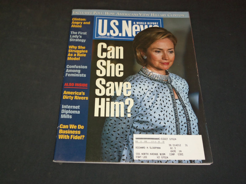 1998 SEPTEMBER 28 U.S. NEWS & WORLD REPORT MAGAZINE - HILLARY CLINTON - SP 7700
