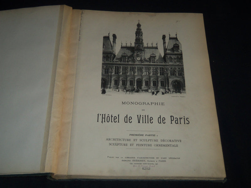 1800'S HOTEL DE VILLE DE PARIS LES PEINTURES DECORATIVES VOLUME 1 & 2 - Z 168
