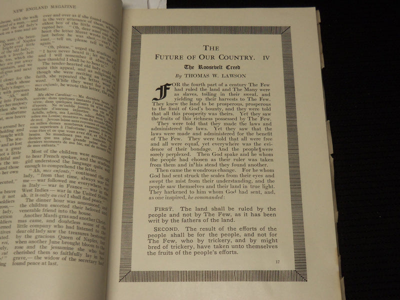 1909 MARCH NEW ENGLAND MAGAZINE - LAWSON'S THE FUTURE OF OUR COUNTRY - K 31