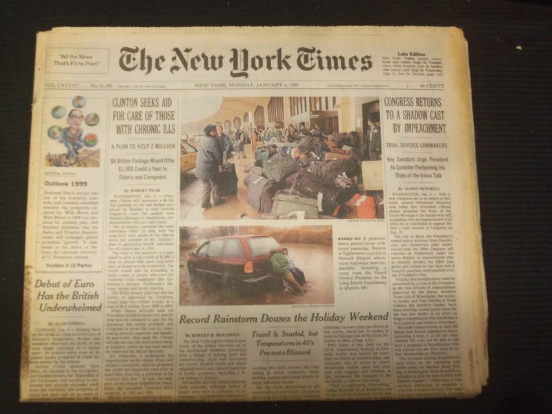 1999 JAN 4 NEW YORK TIMES NEWSPAPER -CONGRESS RETURNS AFTER IMPEACHMENT- NP 6978