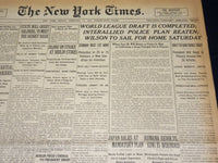 1919 FEBRUARY 14 NEW YORK TIMES - WORLD LEAGUE DRAFT IS COMPLETED - NT 7965