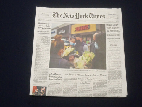 2021 MARCH 20 NEW YORK TIMES - STATES IN HURRY TO GET ADULTS IN LINE FOR SHOTS
