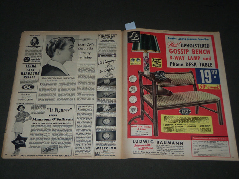 1950 MARCH 26 SUNDAY MIRROR MAGAZINE SECTION - ARLENE DAHL - CROSBY - J 3024