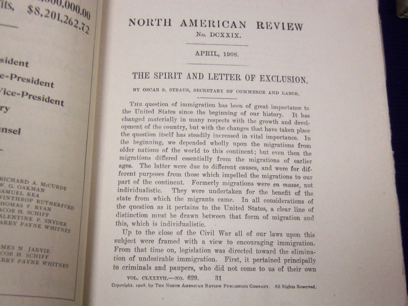 1908 NORTH AMERICAN REVIEW LOT OF 12 COMPLETE YEAR - STORIES/ARTICLES - WR 663