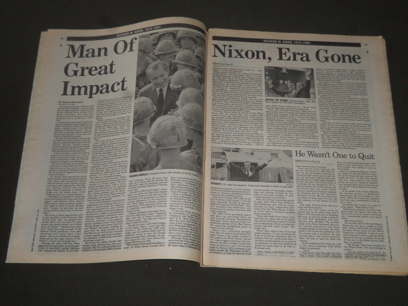 1994 APRIL 23 NEW YORK NEWSDAY NEWSPAPER - RICHARD M. NIXON 1913-1994 - NP 2594