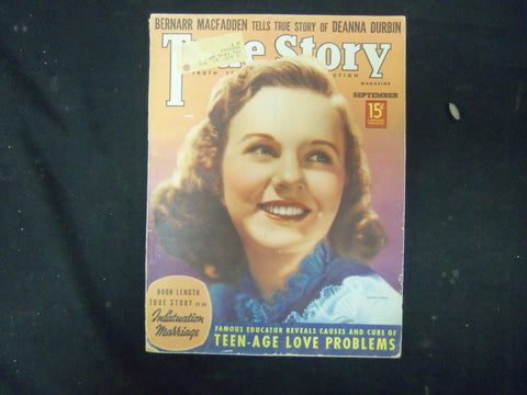 1938 SEPTEMBER TRUE STORY MAGAZINE - DEANNA DURBIN COVER - ST 4240