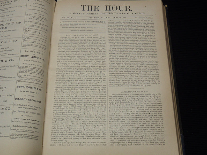1883-1884 THE HOUR MAGAZINE BOUND VOLUME LOT OF 2 - NEW YORK - KD 3340K