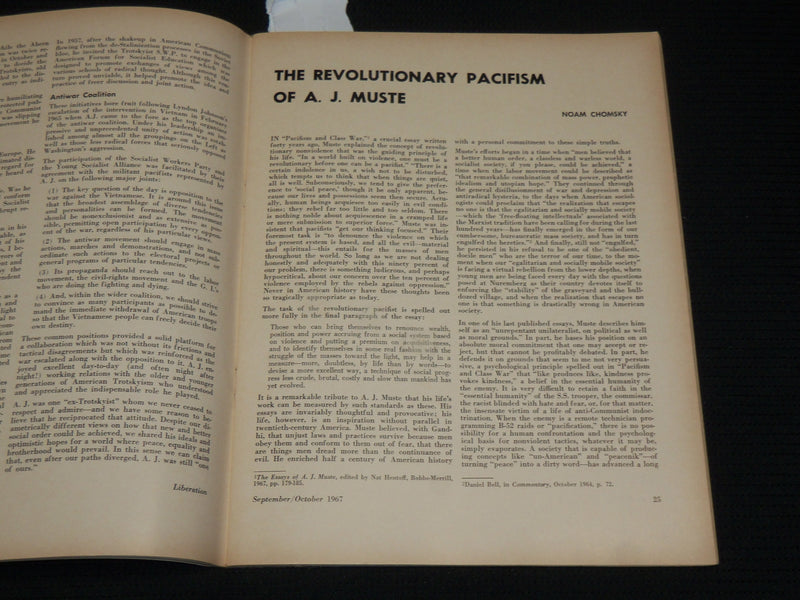 1957 SEPT/OCT LIBERATION MAGAZINE - A. J. MUSTE - DOUBLE NUMBER ISSUE - J 6993