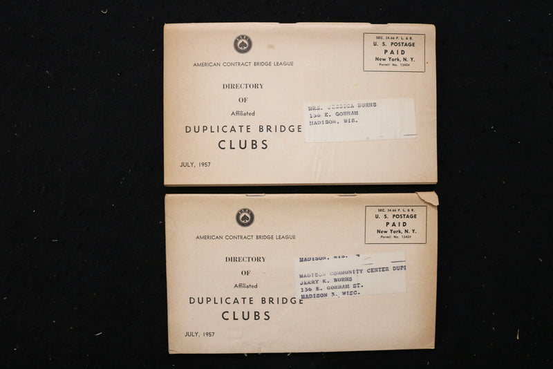 1955-1961 AFFILIATED DUPLICATE BRIDGE CLUBS DIRECTORIES - LOT OF 7 - K 2399