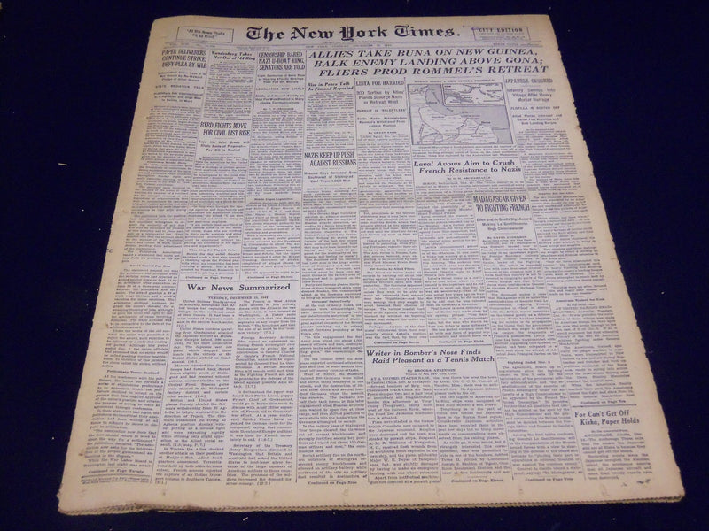 1942 DECEMBER 15 NEW YORK TIMES - ALLIES TAKE BUNA ON NEW GUINEA - NT 1226