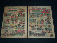 1941 THE EVENING NEWS SUNDAY COLOR COMIC SECTION LOT OF 2 - TARZAN - NP 3734