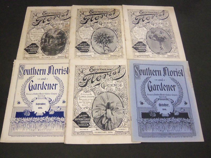1895-1896 SOUTHERN FLORIST AND GARDENER MAGAZINE LOT OF 6 - LOUISVILLE - O 40