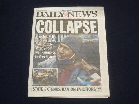 2020 DECEMBER 29 NEW YORK DAILY NEWS NEWSPAPER - NYC CONSTRUCTION WORKER KILLED