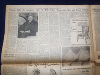 1945 APRIL 17 NEW YORK TIMES - TRUMAN ASKS WORLD UNITY TO KEEP PEACE - NP 6694