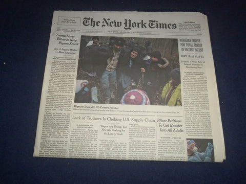 2021 NOVEMBER 10 NEW YORK TIMES - TRUMP LOSES EFFORT TO KEEP PAPERS SECRET