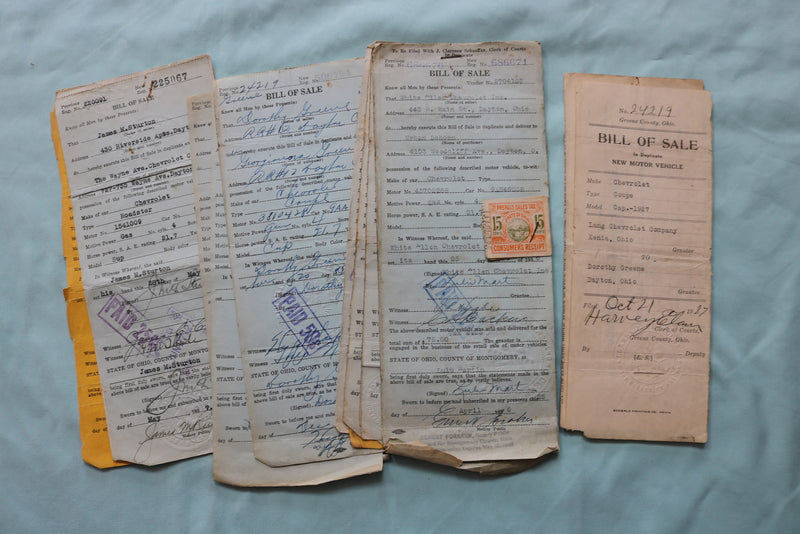 1920'S-1930'S OHIO MOTOR VEHICLE SALES CERTIFICATES - LOT OF 130 - K 2548