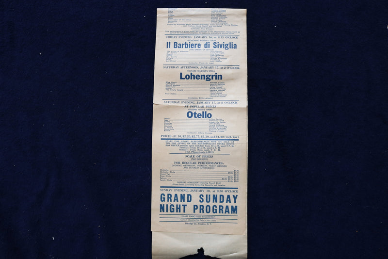 1941-1942 METROPOLITAN OPERA HOUSE BROADSIDES - LOT OF 3 - K 1532