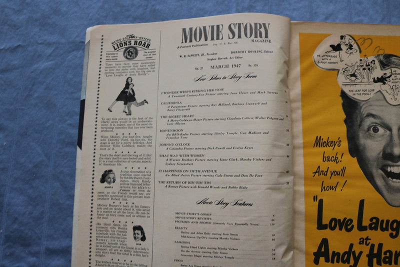 1947 MARCH MOVIE STORY MAGAZINE - JUNE HAVER COVER - ST 1002F