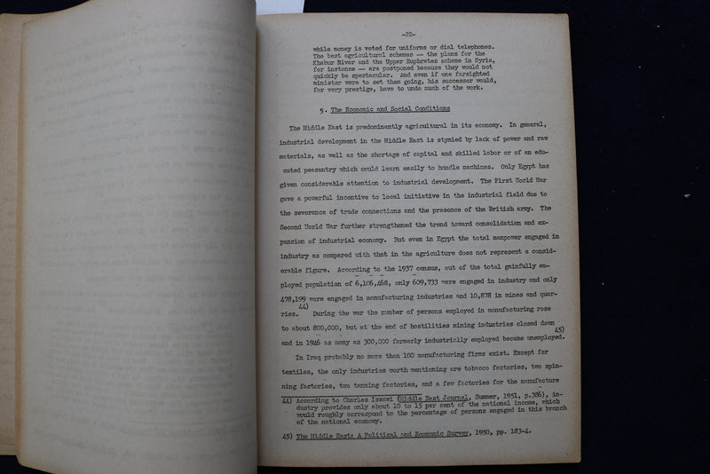 1951 ARAB COUNTRIES OF NEAR EAST & JEWISH COMMUNITIES SOFTCOVER BOOK - K 661